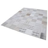 245x305 cm Kırk Yama Beyaz Yama Pamuklu Yün El Dokuma Modern Geometrik Etnik Eskitme Desenli Boho Oturma Odası Salon Yolluk Koridor Mutfak Halısı