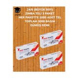 24/6 (BÜYÜK BOY) ZIMBA TELİ 3 PAKET HER PAKETTE 1000 ADET TEL TOPLAM 3000 BASIM GÜMÜŞ RENK NOKİ