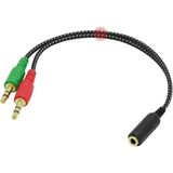 2466 Örgülü 4 Pin 3.5mm Stereo Dişi Y Kablo Kulaklık Mikrofon Çevirici Ayırıcı Dönüştür