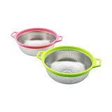 24CM Renkli Plastik Çerçeve - Kulplu Çelik Sepet Metal Süzgeç (5250)
