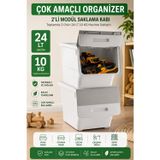 24LT Organizer Çok Amaçlı Kutu Tekerlekli Patateslik Sebzelik Soğanlık Kutusu Oyuncak Sepeti