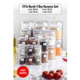 24'Lu Barok Yuvarlak 4 Boy Kavanoz Seti & Saklama Kabi & Erzak Kabi (6*2000 Ml, 6*1000 Ml, 6*500 Ml, 6*250 Ml)