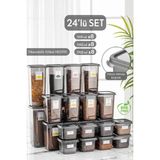 24'lü Kare Erzak Saklama Kabı Seti Antrasit 8x(0,50 Lt-1,10 Lt -1,70 Lt) Etiketli