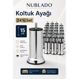 24'Lü Mobilya Kanepe Baza Yatak Koltuk Destek Yükseltme Ayağı M8 Civatalı Krom Metal Ayakları 15 Cm