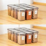 24'lü Set Etiketli Büyük Boy Kare Erzak Saklama Kabı Seti Antrasit 24 x 1.10 Lt