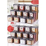 24'lü Set Etiketli, Kırılmaz Kare Erzak Saklama Kabı Antrasit X8 1,75 Lt/1,2 Lt/0,5 Lt