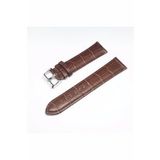 24mm Kahverengi Croco Bombeli Deri Saat Kayışı Kordonu 24x22