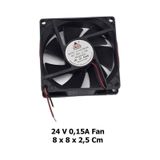 24v Dc 0.15a Brushless Soğutucu Fan 8x8x2.5 Cm 80mm Kasa Sanayi Makine Panel Güç Kaynağı Uyumlu Fan