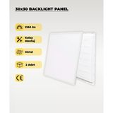 24W 30X30 Backlight Led Panel Armatür 4000K (Gün Işığı) 2 Adet