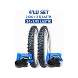 24x1.95 Bisiklet İç Ve Dış Lastik Seti 2 İç 2 Dış 24x1.95 Lastik 24 Jant Bisiklet Lastiği