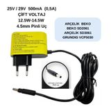 25 - 29V 500Ma 0.5A Çift Voltaj Arçelik-Beko-Grundıg Şarj Aleti, Adaptör Sd2061-Sd3061-Vcp5030