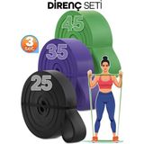 25 + 35 + 45 kg 3'lü Set Barfiks Lastiği Gym Resistance Band Antrenman Kas Geliştirme Bandı - Renkli