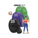 25 + 35 + 45 Kg 3'Lü Set Barfiks Lastiği Gym Resistance Band Antrenman Kas Geliştirme Bandı