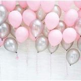 25 Ad Metalik Sedefli (Şeker Pembe-Gümüş Gri) Balon Helyumla Uçan