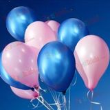 25 Ad Metalik Şeker Pembe-Koyu Mavi Lacivert Balon Helyumla Uçan