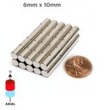 25 Adet 6Mm X 10 Mm Silindir Güçlü Neodyum Mıknatıs