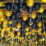 25 Adet Metalik (Civciv Sarısı-Siyah) Karışık Balon Helyumla Uçan
