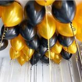 25 Adet Metalik Sedefli Siyah - Altın Gold Karışık Balon Helyum