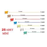 25 Adet Mini Oto Bıçak Sigorta, Yassı