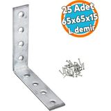 (25 Adet) Mobilya Eşya Dolap Duvara Sabitleme Köşebent Bağlantı Aparatı L Demiri Gönye 65X65x15 Mm