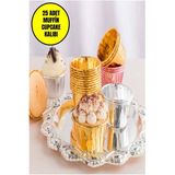 25 Adet Muffin-Cupcake Kalıbı Yağ Geçirmez Pişirme Kalıpları Doğum Günü, Düğün, Noel için (Altın)