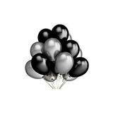 25 Adet Parti Balonu Gümüş -Pastel Siyah Metalik Balon