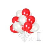 25 Adet Parti Balonu - Kırmızı - Beyaz Metalik Balon