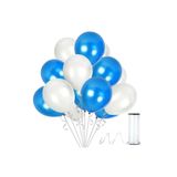 25 Adet Parti Balonu - Koyu Mavi - Beyaz Metalik Balon