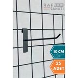 25 Adet Siyah Tel Pano Kancası 10 Cm - Askı Kanca Raf Askısı Raf Aksesuar Tel Askı Çorap Kancası