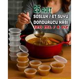 25 Adet Sızdırmaz 120 ml Mini Saklama Kabı Sosluk Buzluk Kabı, Et Suyu, Kemik Suyu, Sos Kabı Mutfak
