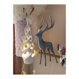 25 CM Yılbaşı Geyik Figürü ve Yılbaşı Ağacı Led Işıklı 2 li Set LED MUM DAHİLDİR