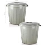 25 Litre Büyük Plastik Çöp Kutusu, Yuvarlak Kapaklı, Sağlam Tasarım - Ahşap - Seçenek 1