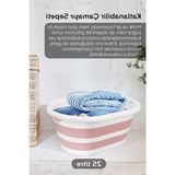 25 Litre Kapasiteye Sahip Katlanabilir Pembe Silikon Çamaşır Sepeti