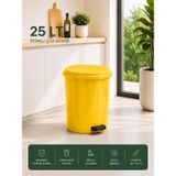 25 Lt Pedallı Plastik Çöp Kovası Dayanıklı, Hijyenik Ev & Ofis Çöp Kutusu Sarı