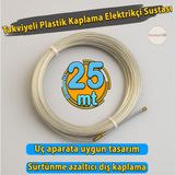 25 Metre Elektrikçi Sustası Plastik Kaplama Spiral Kablo Çekme Teli Kılavuz Tel Tesisat Usta Tip Yay - 1 - Bej