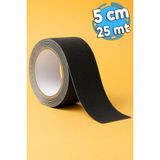 25 Metre Merdiven Zemin Kaydırmaz Bant (5 cm x 25 Metre) Yapışkanlı Kaymaz Bant Siyah - 1 Adet