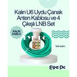 25 Metre Yeşil Dış Ortam Yeşil Kalın Uydu Anten Çanak Kablosu Rg6 U6 / 4 Lü Lnb Set