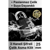 25 mm 3 Basamaklı Haneli Şifreli Premium Paslanmaz Çelik Küçük Ekstra Güçlü Şifreli Asma Kilit