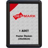 25 mm B3(35X50) Rondo Köşe Alüminyum Aç-Kapa Çerçeve – Poster Çerçevesi (Siyah Renk)