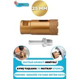 25 mm Granit Mermer Seramik Fayans Beton Taş Delme Panç Spiral Avuç Taşlama Matkap Uyumlu M14 Aparat