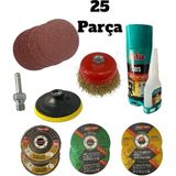 25 Parça Avuç Içi Spiral Taşlama Makinesi 115 mm Cırt Zımpara Flap Inox Metal Kesme Kesici Disk Seti