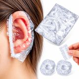 25 Şeffaf Su Geçirmez Kulak Koruyucu Bone, Elastik Kulak Kılıfı, Duş, Saç Yıkama, Saç Boyama ve Kuaför Kullanımı İçin Su Koruyucu Kulak Bonesi, Unisex