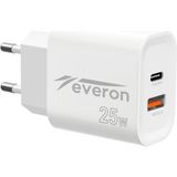25 W Sony Xperia 5 Iı Ile Uyumlu Hızlı Şarj Adaptörü – Pd + Standart USB Çıkışlı EVR-023 - Beyaz