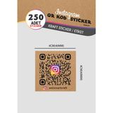 250 Adet Instagram Qr Kodlu Yapışkanlı Etiketi Kraft Sticker - Kişiye Özel Isim Etiket - Kraft Etiket - (4X4CM) Düz