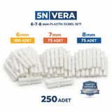 250 Adet Plastik Dübel Seti (6mm-7mm-8mm) | Duvar ve Beton Montaj Dübeli