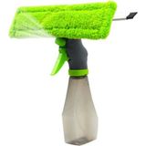 250 ml Deterjan Hazneli Spreyli Çekçekli Peluşlu Cam Silme Aparatı - Yeşil - Standart
