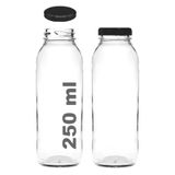 250 ml Şeffaf Hale Cam Şişe, Siyah Metal Kapaklı, Meyve Suyu ve İçecekler için, 250 cc, Yerli Üretim, 6 Adet
