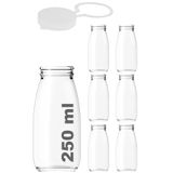 250 ml Şeffaf Sürahi Süt, Ayran, Su, Limonata, Meşrubat Şişesi 250 Cc Askılı Kapaklı Cam Şişe 6 Adet (6, Şeffaf Askılı Kapak, 250)