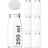 250 ml Şeffaf Sürahi Süt, Ayran, Su, Limonata, Meşrubat Şişesi 250 cc Yırtmalı Kapaklı Cam - Çok Renkli