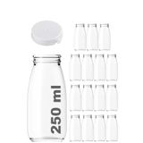 250 ml Şeffaf Sürahi Süt, Ayran, Su, Limonata, Meşrubat Şişesi 250 Cc Yırtmalı Kapaklı Cam Şişe 15 Adet (15, Beyaz Kilitli Kapak, 250)
